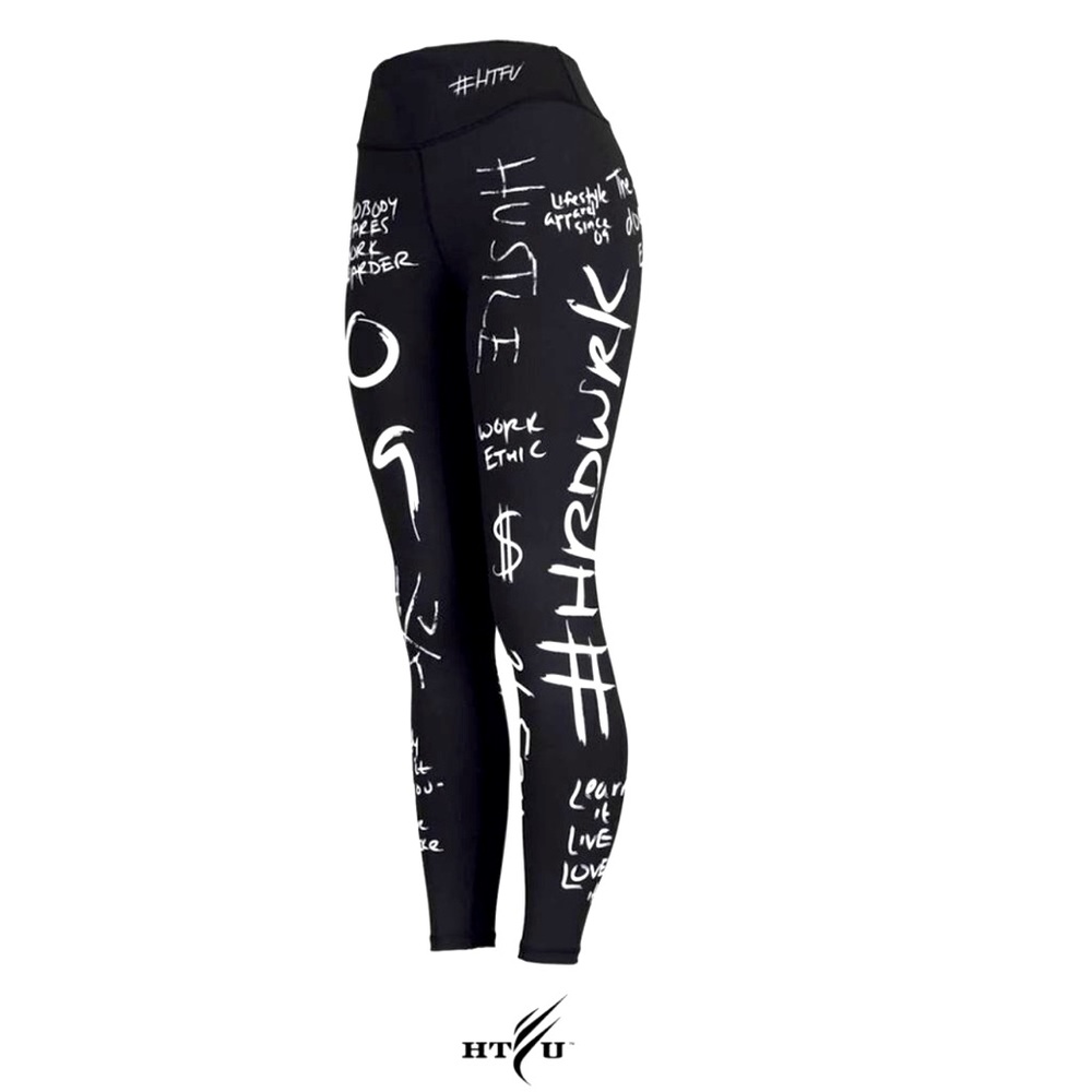 HTFU
High Waist Analog Leggings - White on Black XS